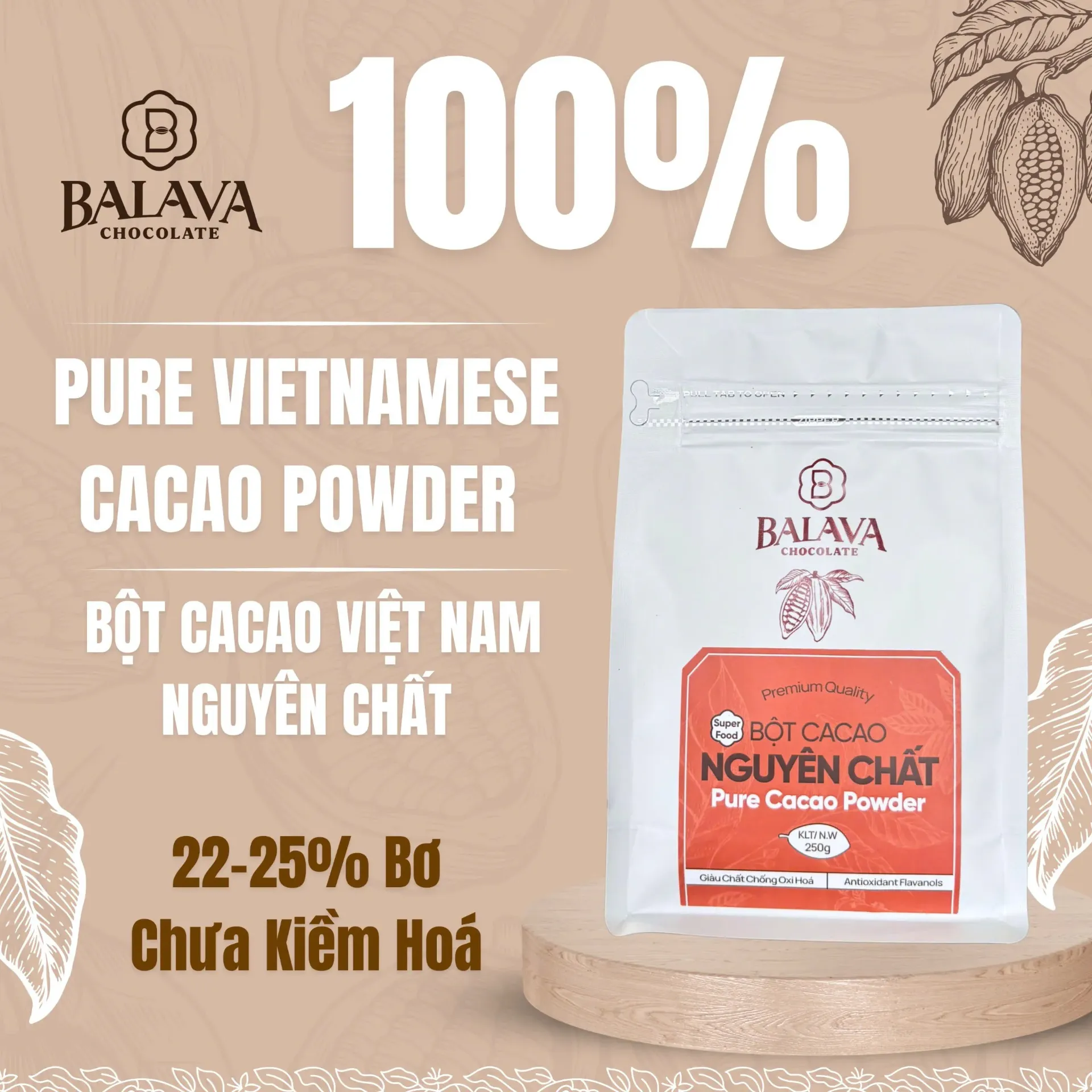 Bột Cacao Nguyên Chất (250g)